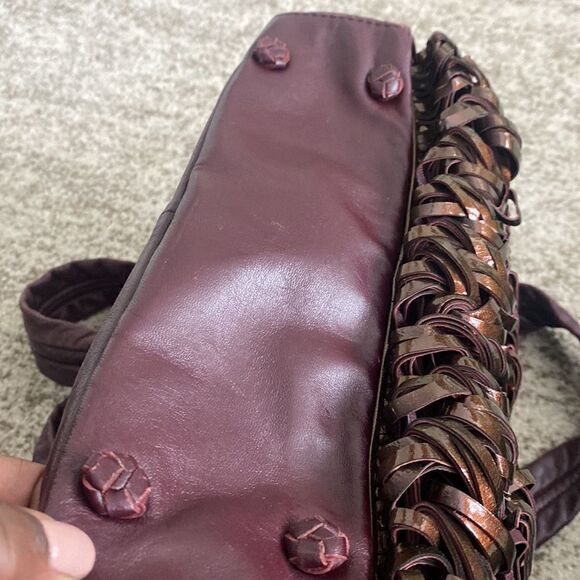 Katherine Kwei Wine Leather Handbag - Picture 4 of 10